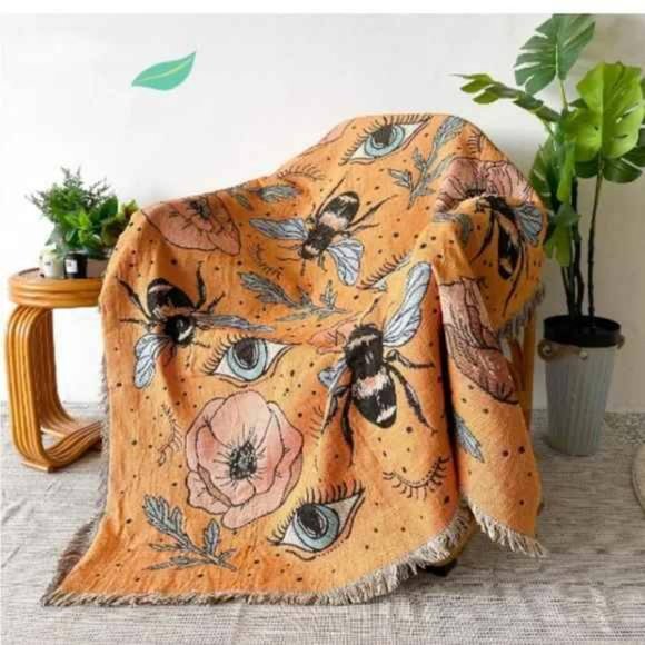 Vintage Nazar Eye and Poppy Blanket size: 50